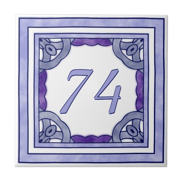 Carreau Numéro de maison pourpre de lavande grand (Devant)