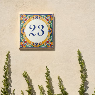 Carreau Numéro de maison rustique méditerranéen personnali