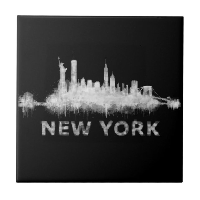 Carreau NYC New York black-White Skyline cityscape v01 (Devant)