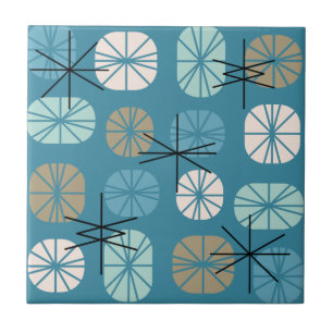 Carreau Oblongs Motifs du milieu du siècle Turquoise Or bl