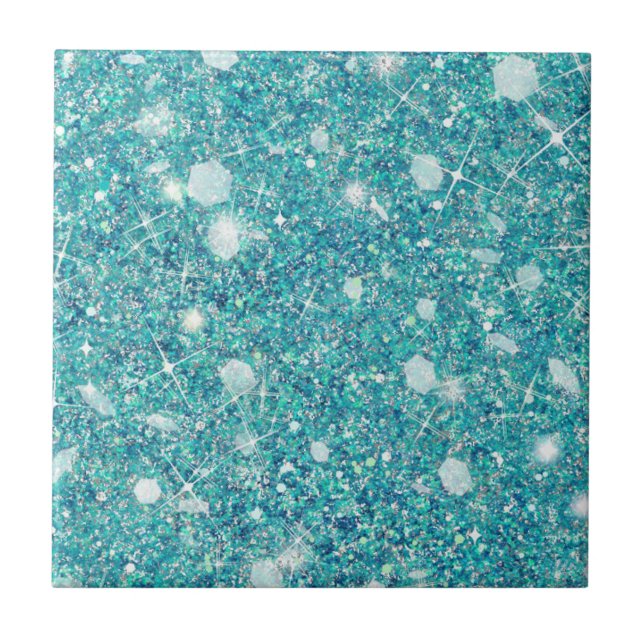 Carreau Ocean Blue Aqua Couleur Faux Parties scintillant s (Devant)