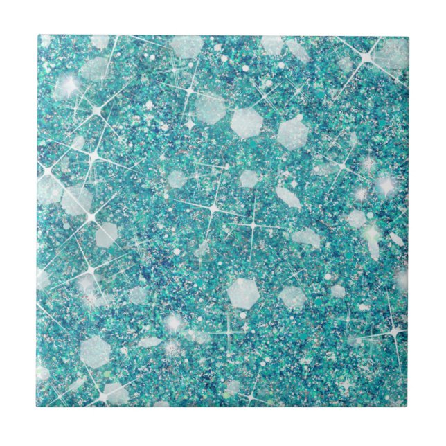 Carreau Ocean Blue Aqua Couleur Faux Parties scintillant s (Devant)