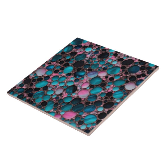 Carreau Ocean Blue Rose Gold Marble Collection populaire (Côté)