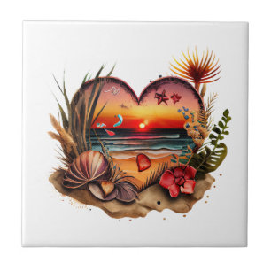 Carreau Ocean Seashells Beach Sunset Cuisine Salle de bain
