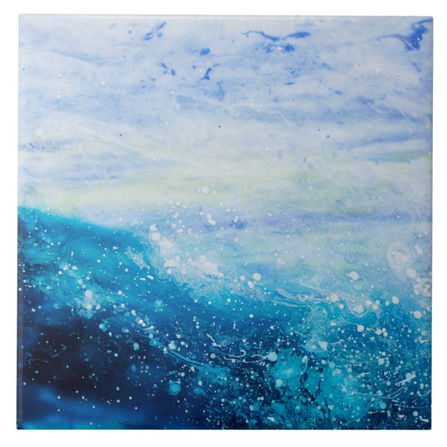 Carreau Ocean wave painting, sea foam (Devant)