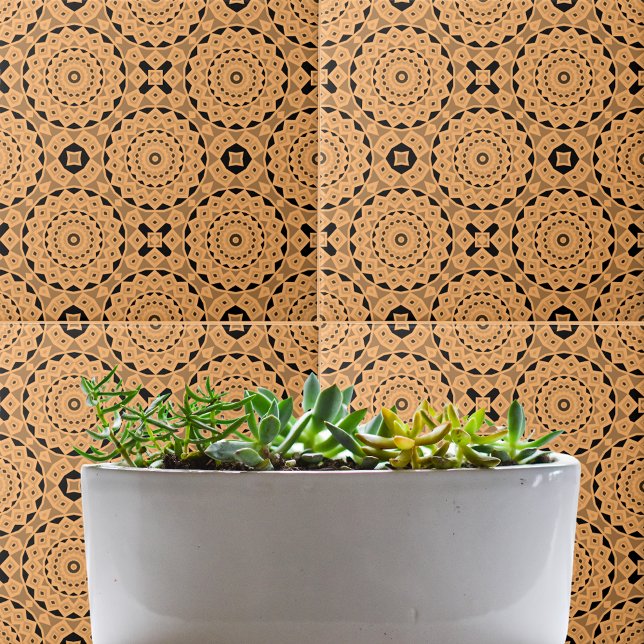 Carreau Ochre Ethnic Marocain Boho Chic Mosaic Motif (Créateur téléchargé)