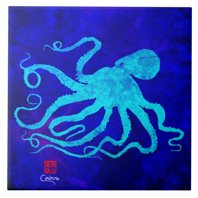 Carreau Octopus 6 R - Grande dalle en céramique (Devant)