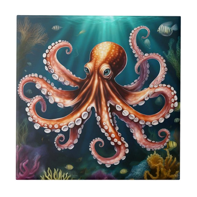 Carreau Octopus Art sous-marin (Devant)
