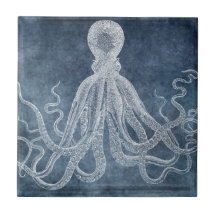 Octopus - Bleu Twilight Aquarelle Denim Faded