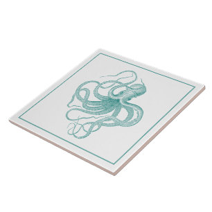 Carreau Octopus Vintage bleu turquoise