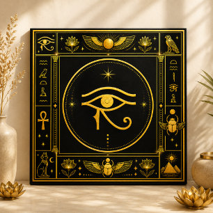 Carreau Œil d'Horus en or noir décoration symbole égyptien