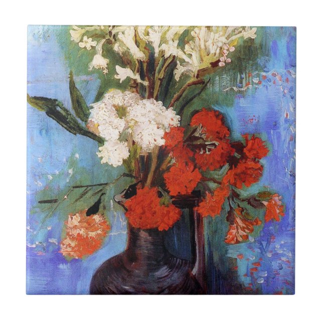 Carreau Oeillets de vase d'autres fleurs Vincent van Gogh (Devant)