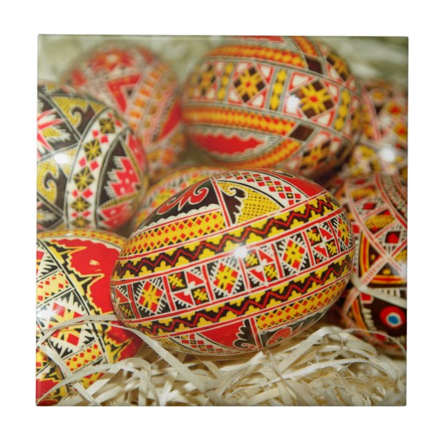 Carreau OEufs de Pâques Roumains peints (Devant)