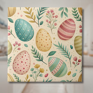 Carreau Œufs de Pâques vintage avec bourgeons floraux