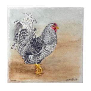 Carreau Oeuvre d'aquarelle Dominique Chicken Rooster