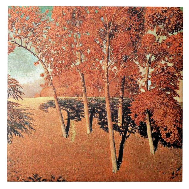 Carreau OEuvre d'art Grant Wood, Chêne de printemps  (Devant)