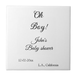 Carreau oh garçon fille baby shower ajouter nom date année