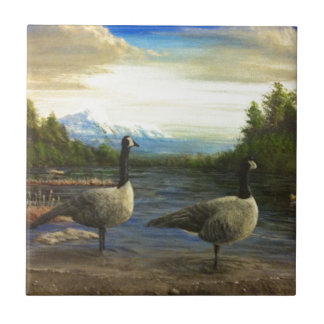 Carreau Oies canadiennes au lac beaver