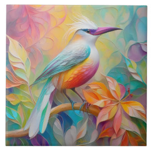 Carreau Oiseau à poitrine rouge à bec rose