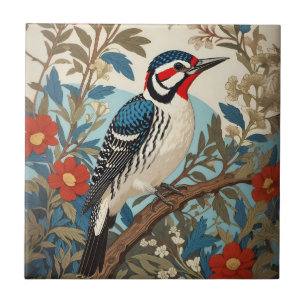 Carreau Oiseau Bleu Et Pic Rouge Inspiré Par La Nature