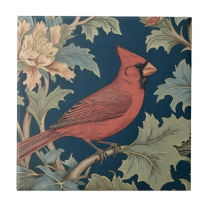 Carreau Oiseau cardinal rouge William Morris oiseaux droit