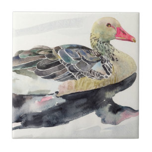 Carreau Oiseau d'aquarelle d'aspiration de main, canard