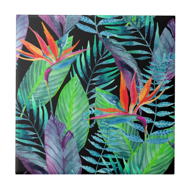 Carreau Oiseau d'aquarelle du paradis (Devant)