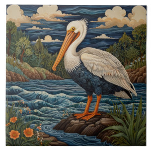 Carreau Oiseau de mer blanc vintage mouette pélican