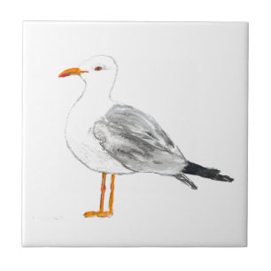 Carreau Oiseau de mer Faune Aquarelle Art mignon Nautique
