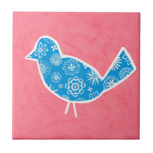 Carreau Oiseau décoratif avec Motifs sur Arrière - plan ro