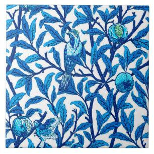 Carreau Oiseau et grenade de style Art nouveau, Bleu de Co