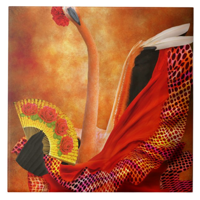 Carreau Oiseau - Flamant rose - Danseuse de flamengo (Devant)