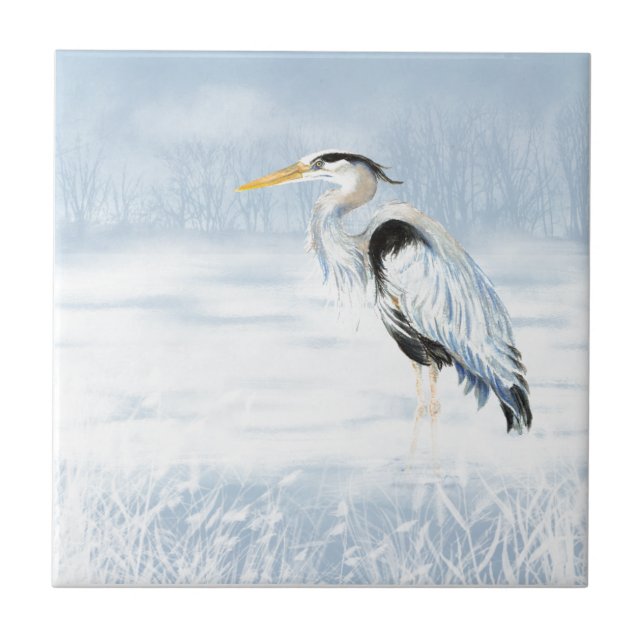 Carreau Oiseau sauvage du Grand Héron bleu (Devant)
