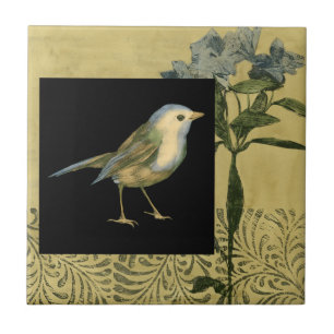 Carreau Oiseau sur l'arrière - plan noir et vintage