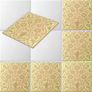 Carreau Oiseau Vintage dans un motif de frise de vigne flo