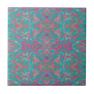 Carreau Oiseaux Arabesque Bohème Bohème Turquoise Motif