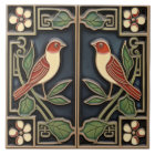 Oiseaux Cardinaux Fleurs Art Déco Nouveau Décor Mu