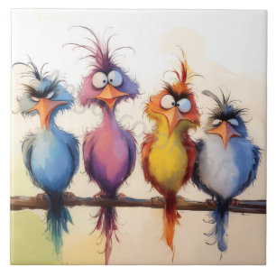 Carreau Oiseaux colorés drôles