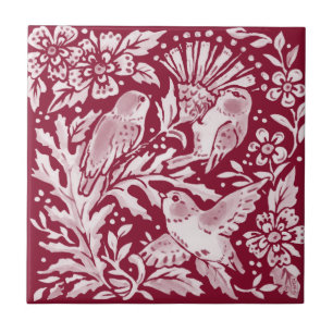 Carreau Oiseaux de Bourgogne Chardon Forêt Florale