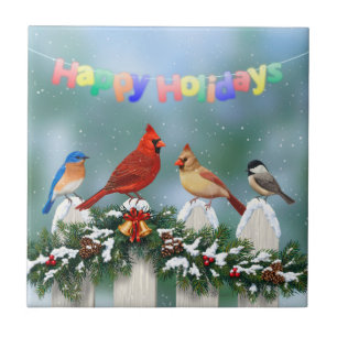 Carreau Oiseaux de vacances et Garland de Noël