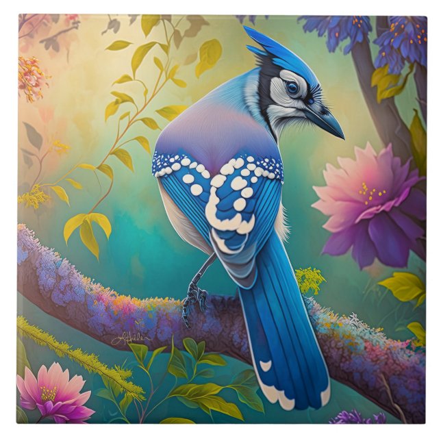 Carreau Oiseaux d'Imaginaire Jay bleu (Devant)