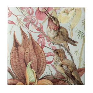 Carreau Oiseaux et fleurs