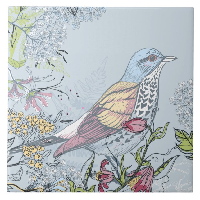 Carreau Oiseaux et fleurs (Devant)