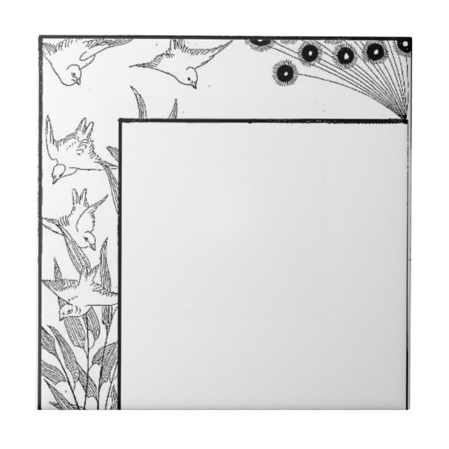 Carreau Oiseaux et fleurs Art Déco Nouveau Frontière (Devant)