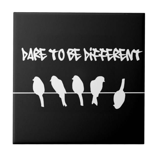 Carreau Oiseaux sur un fil - oser être différent (noir) (Devant)