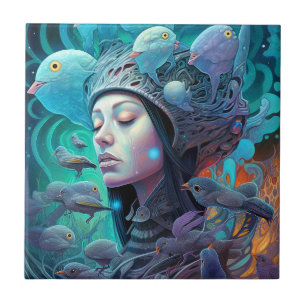 Carreau Oiseaux surréalistes de femmes Art Visionnaire