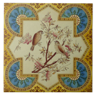 Carreau Oiseaux vernis à main exclusifs de Repro Victorien