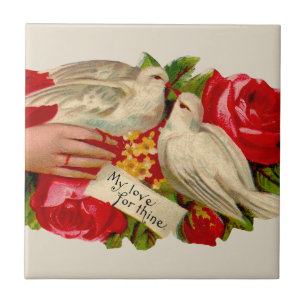 Carreau Oiseaux Vintage Amour Victorien Colombe Art Classi