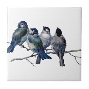 Carreau Oiseaux vintage sur une branche