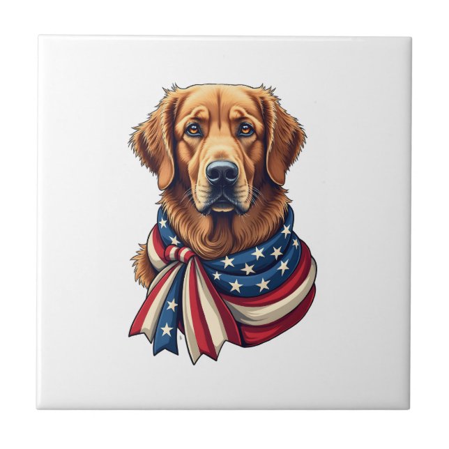 Carreau Old Glory Golden Retriever Vintage Shirt 2 (Devant)